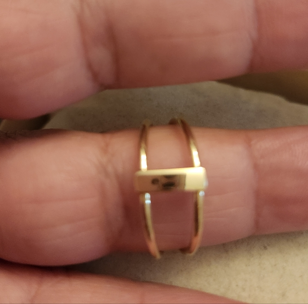 14KT Solid Yellow Gold Double Band Bar Ring